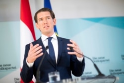 FILE - Austrian Chancellor Sebastian Kurz, of the Austrian People's Party, OEVP, addresses the media during a news conference in Vienna, Austria, May 20, 2019.