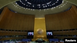 El primer ministro de Israel, Yair Lapid, se dirige al 77º período de sesiones de la Asamblea General de las Naciones Unidas en la sede de las Naciones Unidas en la ciudad de Nueva York, EEUU, el 22 de septiembre de 2022.