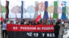 Los simpatizantes del gobierno estuvieron a másde 300 metros de la tribuna desde donde habló el presidente de Nicaragua, Daniel Ortega, en el acto por el 42 aniversario de la Revolución Sandinista el 19 de julio de 2021. Foto VOA.